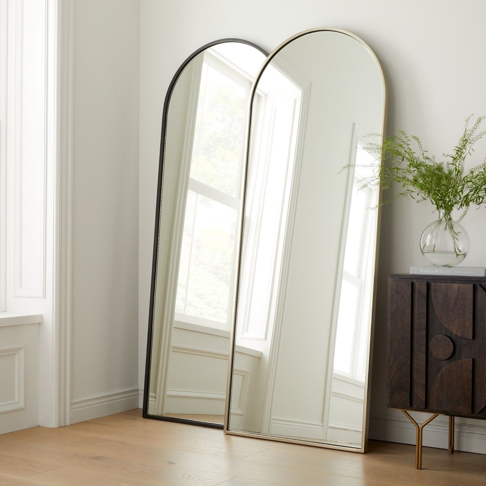 NEW West Elm Full Length Arched Gold Framed Boho Floor / Wall Mirror - 65" x 22" - Picture 11 of 12